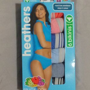 NEW 6 Bikini Pack Fruit of the Loom Size 7
